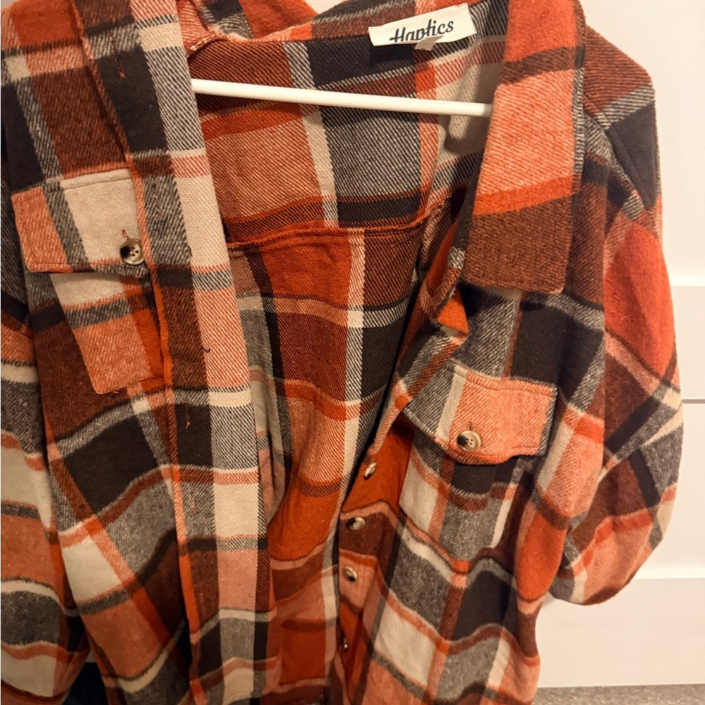 Anothics Women's Checkered Utility Jacket - Orange and Black